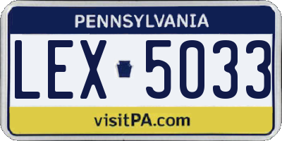 PA license plate LEX5033
