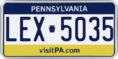 PA license plate LEX5035