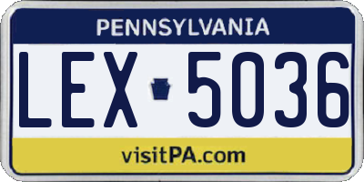 PA license plate LEX5036