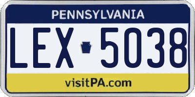 PA license plate LEX5038