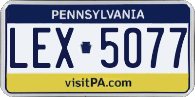 PA license plate LEX5077