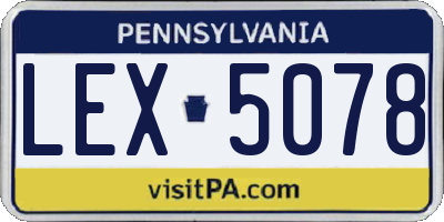 PA license plate LEX5078