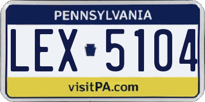 PA license plate LEX5104