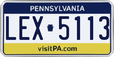 PA license plate LEX5113
