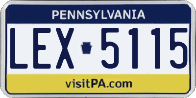 PA license plate LEX5115