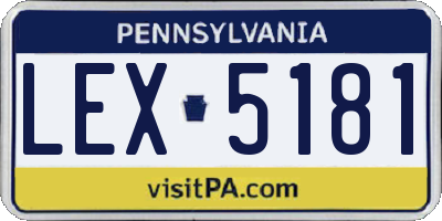 PA license plate LEX5181