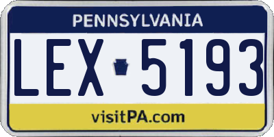 PA license plate LEX5193