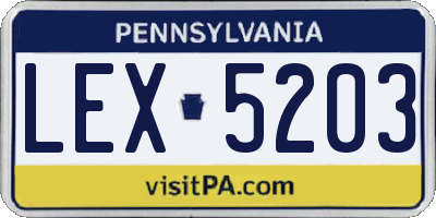 PA license plate LEX5203