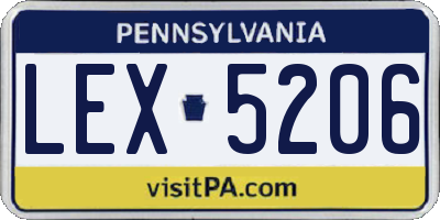 PA license plate LEX5206