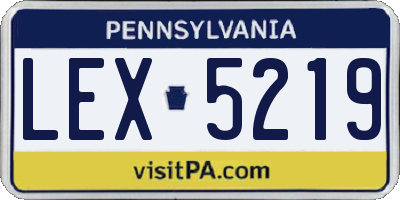 PA license plate LEX5219