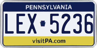 PA license plate LEX5236
