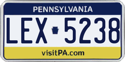 PA license plate LEX5238
