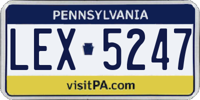 PA license plate LEX5247