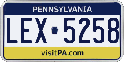 PA license plate LEX5258