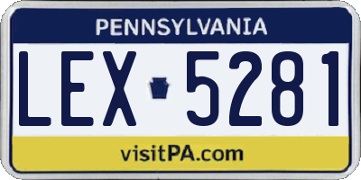 PA license plate LEX5281