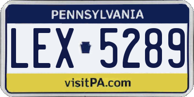 PA license plate LEX5289