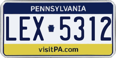 PA license plate LEX5312