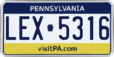 PA license plate LEX5316
