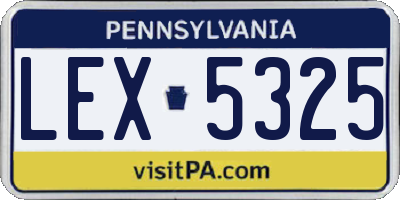 PA license plate LEX5325
