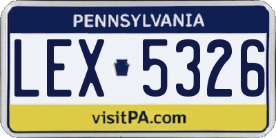 PA license plate LEX5326