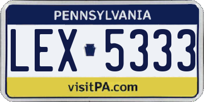 PA license plate LEX5333