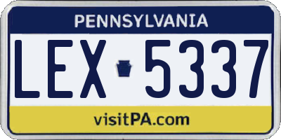 PA license plate LEX5337