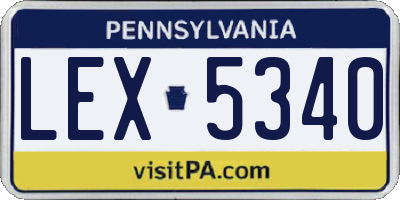 PA license plate LEX5340