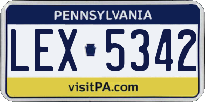 PA license plate LEX5342