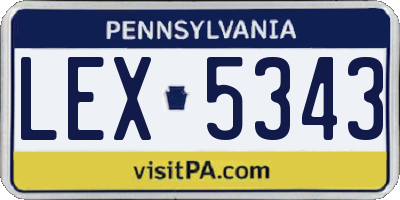 PA license plate LEX5343