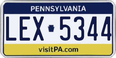 PA license plate LEX5344