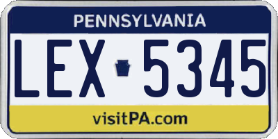 PA license plate LEX5345