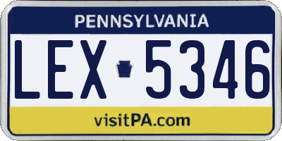 PA license plate LEX5346