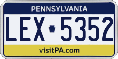 PA license plate LEX5352