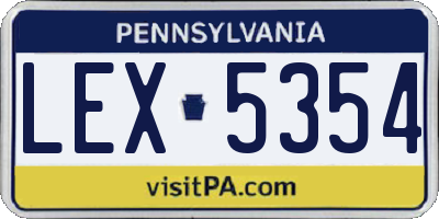 PA license plate LEX5354