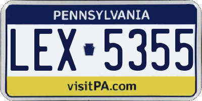 PA license plate LEX5355