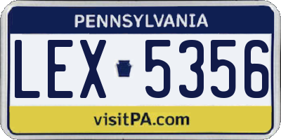 PA license plate LEX5356