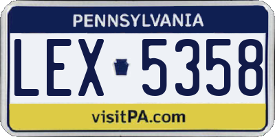 PA license plate LEX5358