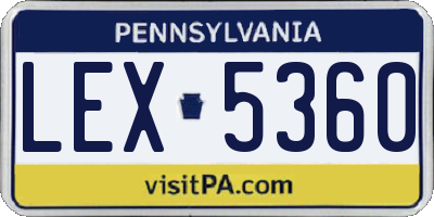 PA license plate LEX5360