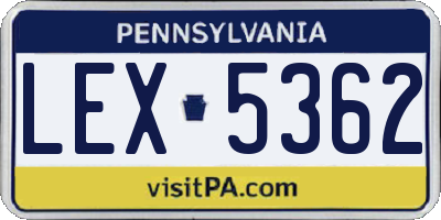 PA license plate LEX5362
