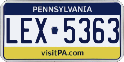 PA license plate LEX5363