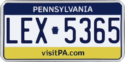 PA license plate LEX5365