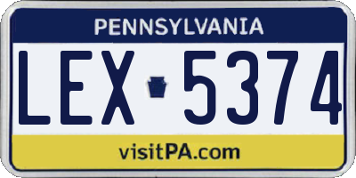 PA license plate LEX5374
