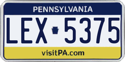 PA license plate LEX5375
