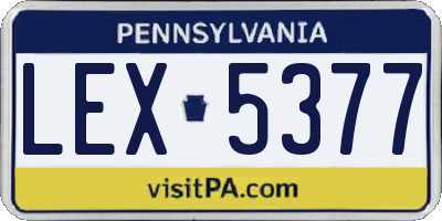 PA license plate LEX5377