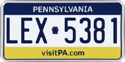 PA license plate LEX5381