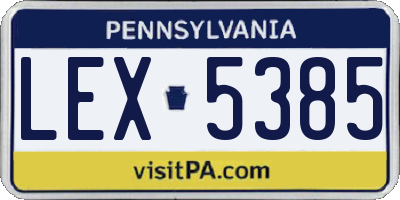 PA license plate LEX5385