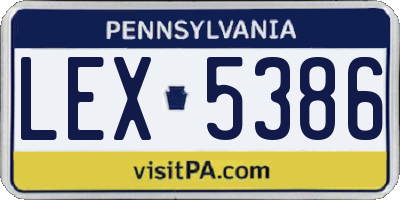 PA license plate LEX5386
