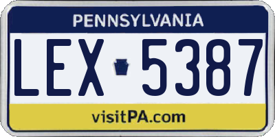 PA license plate LEX5387