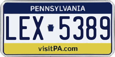 PA license plate LEX5389