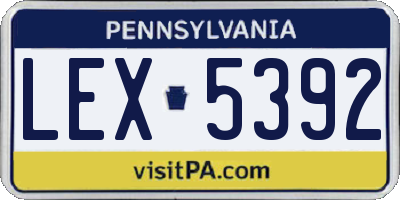PA license plate LEX5392